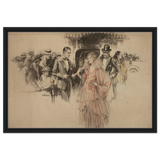 "The Arrival" – Gilded Age Fashion & Society by H. Weston Taylor | Vintage Illustration Wall Art Print - Framed Canvas - 50x75 cm / 20x30″ - Black frame