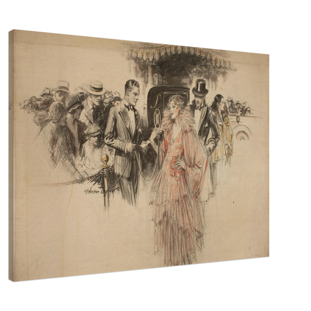 "The Arrival" – Gilded Age Fashion & Society by H. Weston Taylor | Vintage Illustration Wall Art Print - Canvas - 70x100 cm / 28x40″ - 