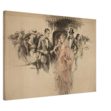 "The Arrival" – Gilded Age Fashion & Society by H. Weston Taylor | Vintage Illustration Wall Art Print - Canvas - 70x100 cm / 28x40″ - 