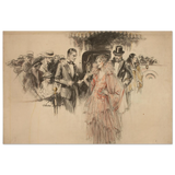 "The Arrival" – Gilded Age Fashion & Society by H. Weston Taylor | Vintage Illustration Wall Art Print - Fine Art Poster - 30x45 cm / 12x18″ - 
