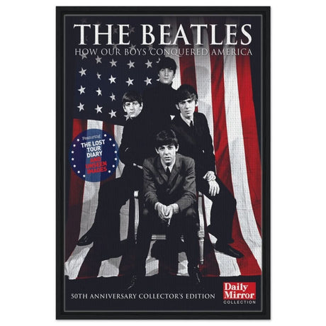 The Beatles | Da Vinci Pop Art wall art print | Rock Music - Framed Canvas - 60x90 cm / 24x36″ - Black frame