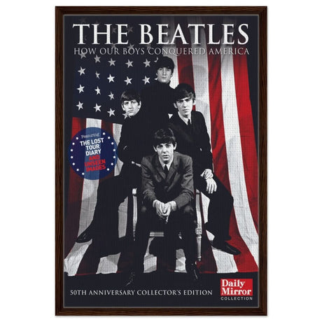 The Beatles | Da Vinci Pop Art wall art print | Rock Music - Framed Canvas - 60x90 cm / 24x36″ - Dark wood frame