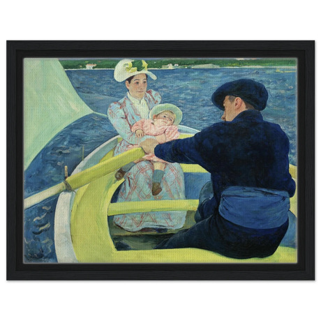 The Boating Party by Mary Cassatt | Vintage Art Print - Framed Canvas - 30x40 cm / 12x16″ - Black frame