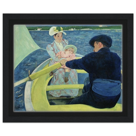 The Boating Party by Mary Cassatt | Vintage Art Print - Framed Canvas - 20x25 cm / 8x10″ - Black frame