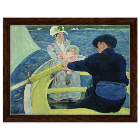 The Boating Party by Mary Cassatt | Vintage Art Print - Framed Canvas - 30x40 cm / 12x16″ - Dark wood frame