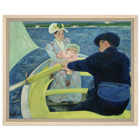 The Boating Party by Mary Cassatt | Vintage Art Print - Framed Canvas - 40x50 cm / 16x20″ - Wood frame