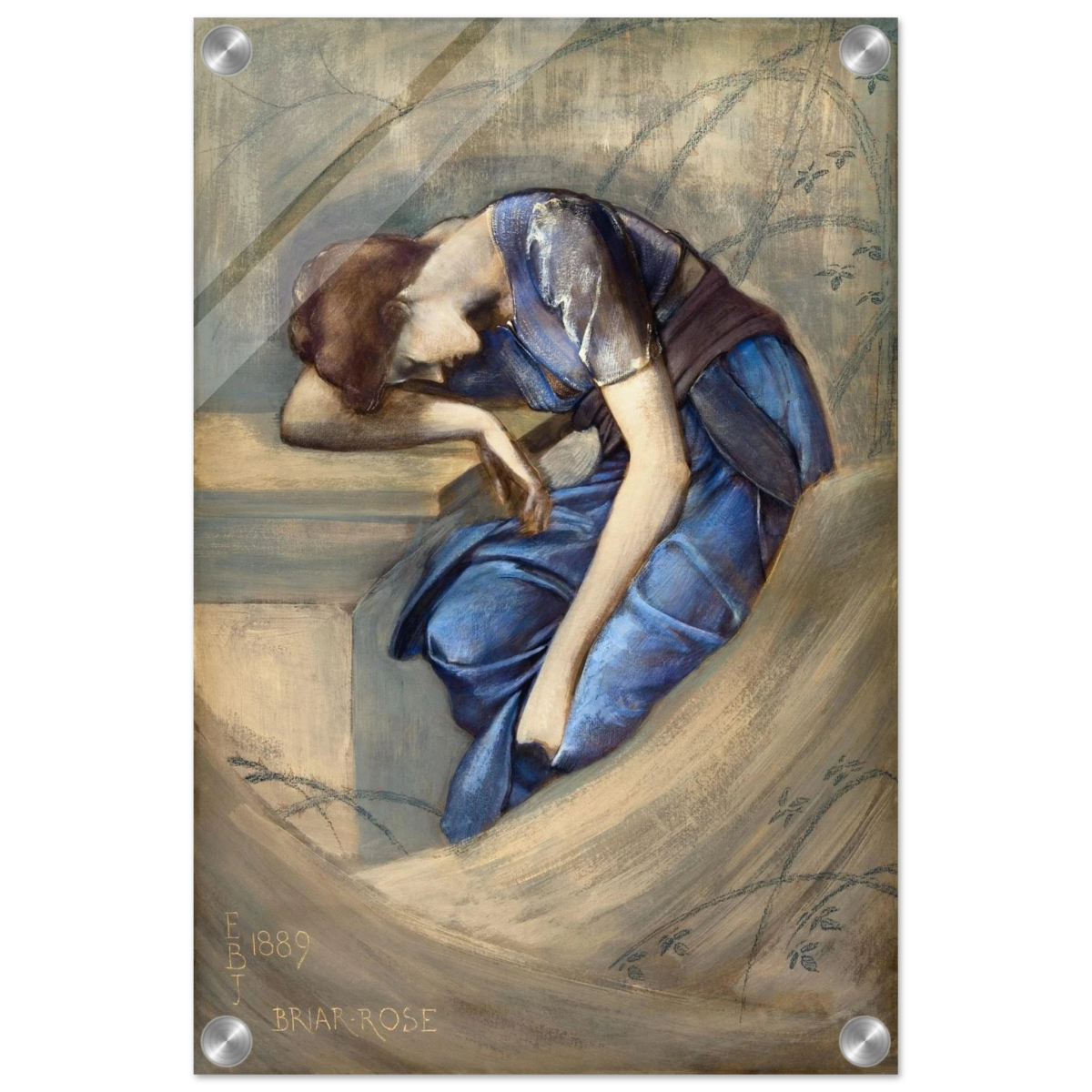 The Briar Rose Series – Study for The Garden Court (1889) by Sir Edward Burne - Jones | Wall art Print - Acrylic Print - 30x45 cm / 12x18″ - 