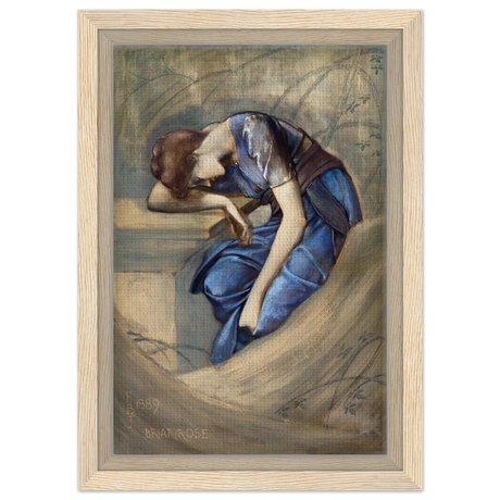 The Briar Rose Series – Study for The Garden Court (1889) by Sir Edward Burne - Jones | Wall art Print - Framed Canvas - 20x30 cm / 8x12″ - Wood frame