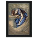 The Briar Rose Series – Study for The Garden Court (1889) by Sir Edward Burne - Jones | Wall art Print - Framed Canvas - 20x30 cm / 8x12″ - Black frame