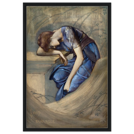The Briar Rose Series – Study for The Garden Court (1889) by Sir Edward Burne - Jones | Wall art Print - Framed Canvas - 60x90 cm / 24x36″ - Black frame