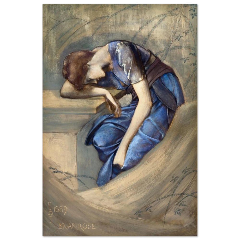 The Briar Rose Series – Study for The Garden Court (1889) by Sir Edward Burne - Jones | Wall art Print - Fine Art Poster - 40x60 cm / 16x24″ - 