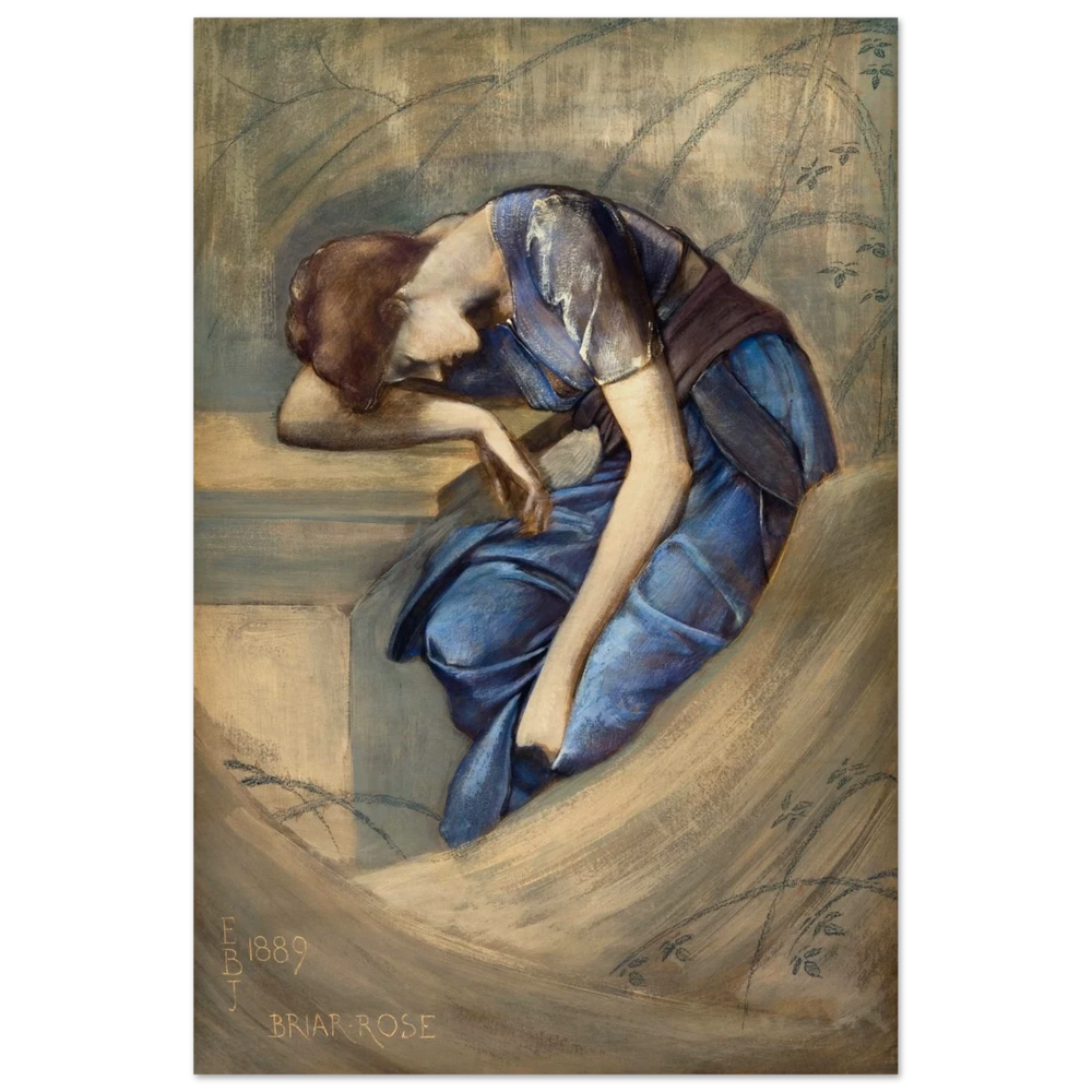 The Briar Rose Series – Study for The Garden Court (1889) by Sir Edward Burne - Jones | Wall art Print - Wood Prints - 50x75 cm / 20x30″ - 