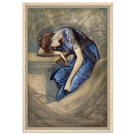 The Briar Rose Series – Study for The Garden Court (1889) by Sir Edward Burne - Jones | Wall art Print - Framed Canvas - 40x60 cm / 16x24″ - Wood frame