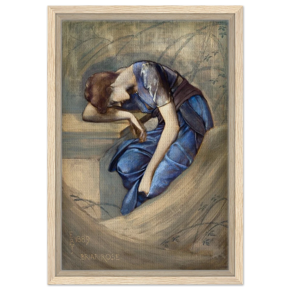 The Briar Rose Series – Study for The Garden Court (1889) by Sir Edward Burne - Jones | Wall art Print - Framed Canvas - 30x45 cm / 12x18″ - Wood frame