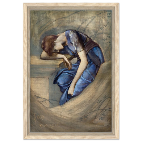 The Briar Rose Series – Study for The Garden Court (1889) by Sir Edward Burne - Jones | Wall art Print - Framed Canvas - 30x45 cm / 12x18″ - Wood frame