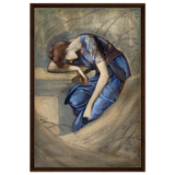 The Briar Rose Series – Study for The Garden Court (1889) by Sir Edward Burne - Jones | Wall art Print - Framed Canvas - 60x90 cm / 24x36″ - Dark wood frame