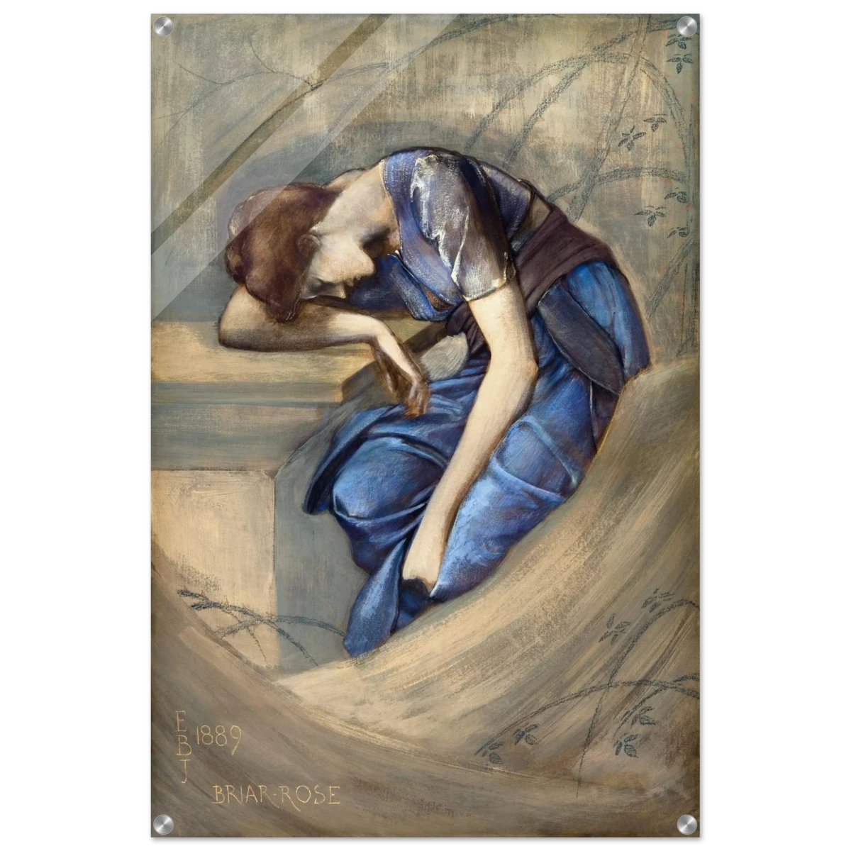 The Briar Rose Series – Study for The Garden Court (1889) by Sir Edward Burne - Jones | Wall art Print - Acrylic Print - 60x90 cm / 24x36″ - 