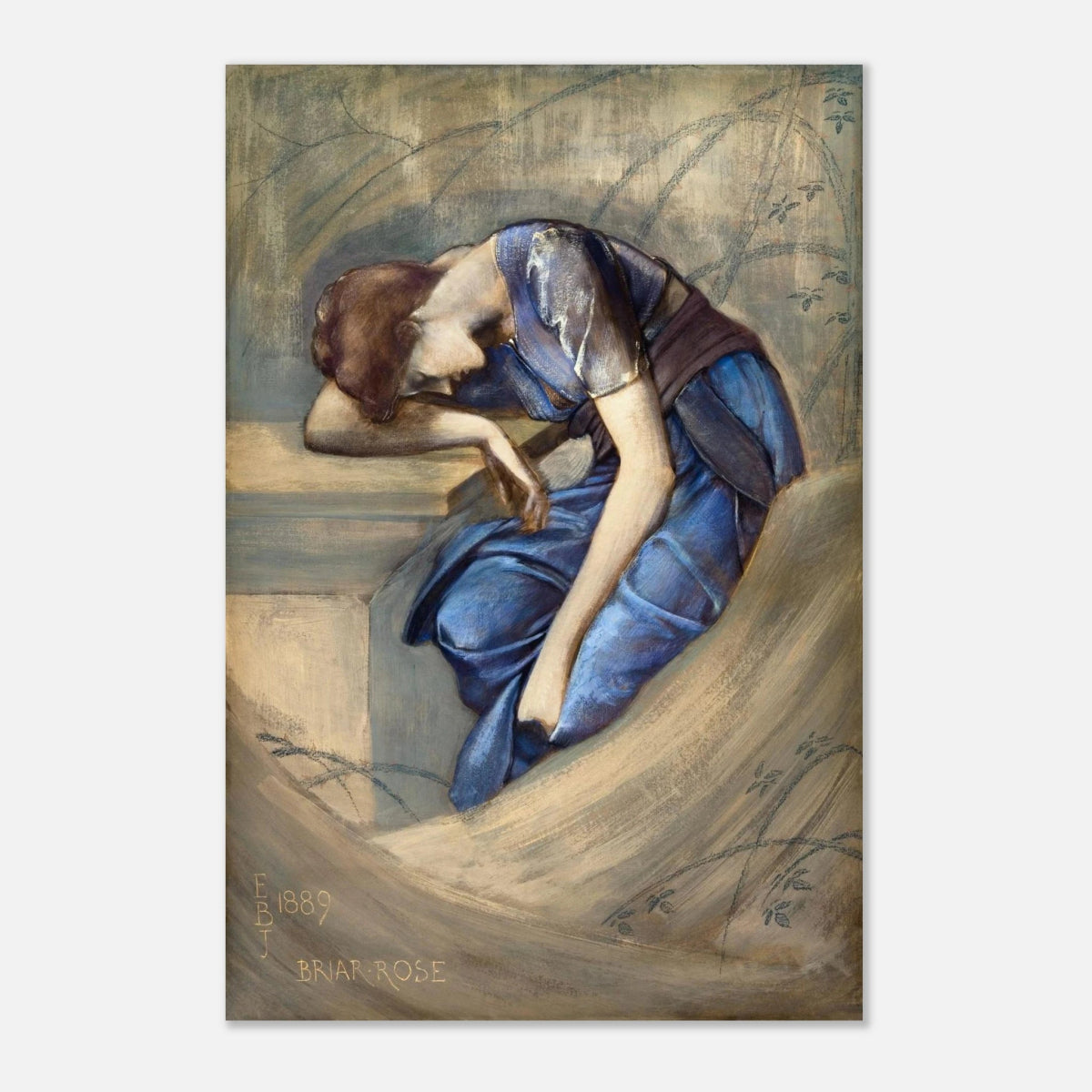 The Briar Rose Series – Study for The Garden Court (1889) by Sir Edward Burne - Jones | Wall art Print - Aluminum Print - 60x90 cm / 24x36″ - 