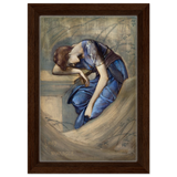 The Briar Rose Series – Study for The Garden Court (1889) by Sir Edward Burne - Jones | Wall art Print - Framed Canvas - 20x30 cm / 8x12″ - Dark wood frame