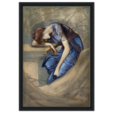 The Briar Rose Series – Study for The Garden Court (1889) by Sir Edward Burne - Jones | Wall art Print - Framed Canvas - 40x60 cm / 16x24″ - Black frame