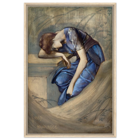 The Briar Rose Series – Study for The Garden Court (1889) by Sir Edward Burne - Jones | Wall art Print - Framed Canvas - 60x90 cm / 24x36″ - Wood frame