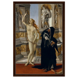 The Calumny of Apelles by Sandro Botticelli | Vintage art Wall art print - 50x75 cm / 20x30″ - Framed Canvas - Dark wood frame