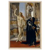 The Calumny of Apelles by Sandro Botticelli | Vintage art Wall art print - 50x75 cm / 20x30″ - Framed Canvas - Wood frame