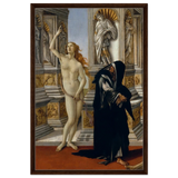 The Calumny of Apelles by Sandro Botticelli | Vintage art Wall art print - 60x90 cm / 24x36″ - Framed Canvas - Dark wood frame