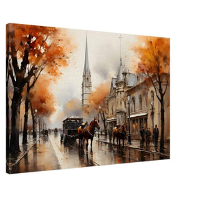 The Carriage and the Clocktower | Romantic Realism Art | wall art print - Canvas - 60x90 cm / 24x36″ - 