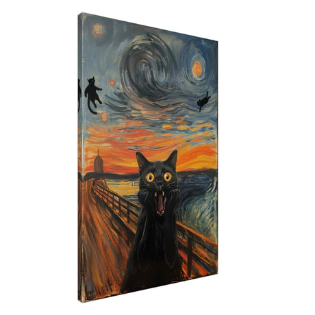 The Cat's Scream: A Whimsical Twist on Classic Art | wall art print - Canvas - 60x90 cm / 24x36″ - 