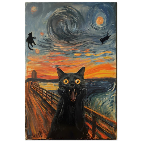 The Cat's Scream: A Whimsical Twist on Classic Art | wall art print - Aluminum Print - 50x75 cm / 20x30″ - 