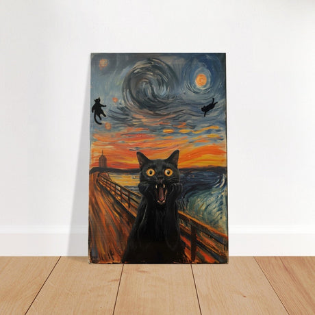 The Cat's Scream: A Whimsical Twist on Classic Art | wall art print - Brushed Aluminum Print - 40x60 cm / 16x24″ - 
