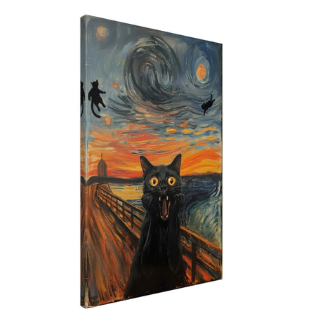 The Cat's Scream: A Whimsical Twist on Classic Art | wall art print - Canvas - 50x75 cm / 20x30″ - 