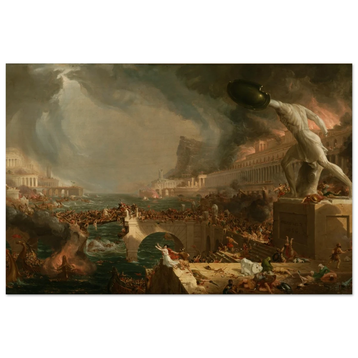 The Course of Empire – Destruction by Thomas Cole | Classic Historical Art Print - Wood Prints - 50x75 cm / 20x30″ - 