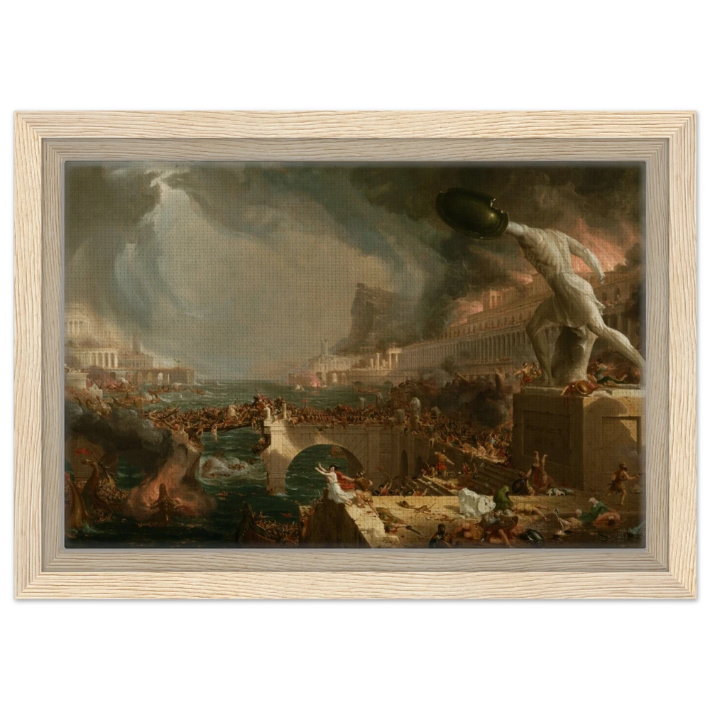 The Course of Empire – Destruction by Thomas Cole | Classic Historical Art Print - Framed Canvas - 20x30 cm / 8x12″ - Wood frame