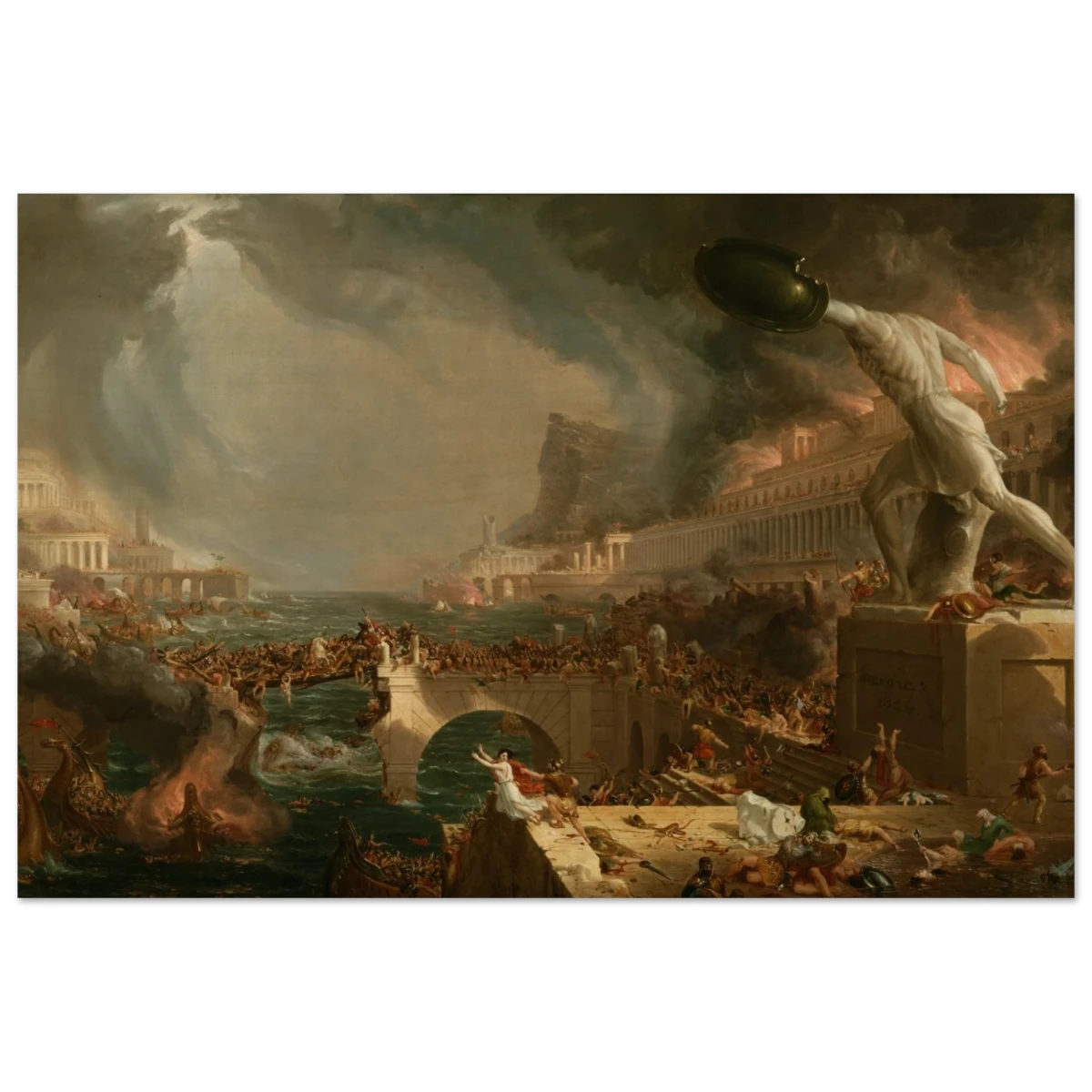 The Course of Empire – Destruction by Thomas Cole | Classic Historical Art Print - Wood Prints - 40x60 cm / 16x24″ - 
