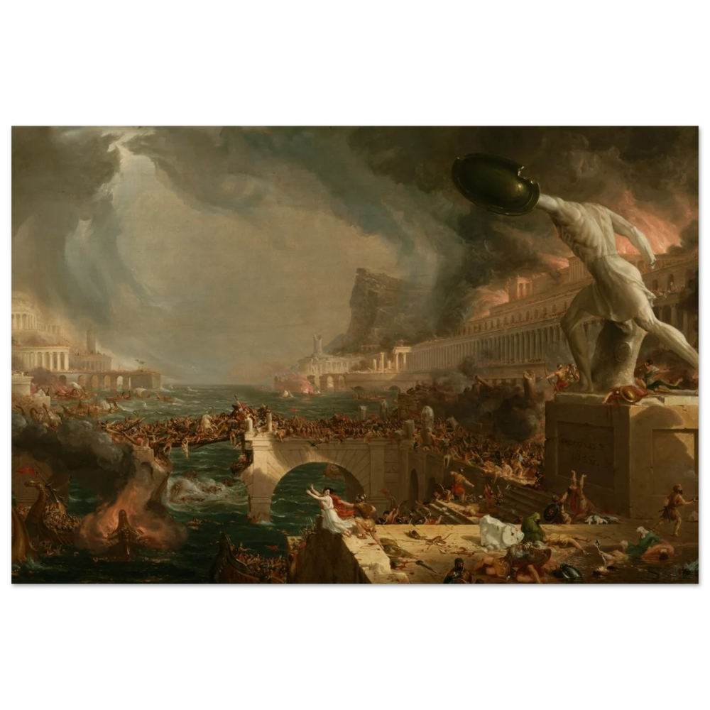 The Course of Empire – Destruction by Thomas Cole | Classic Historical Art Print - Wood Prints - 30x45 cm / 12x18″ - 