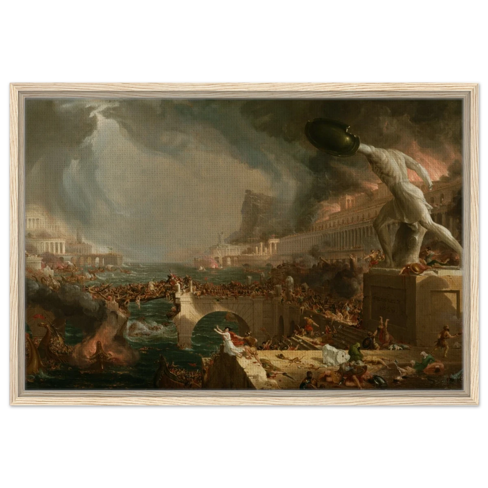 The Course of Empire – Destruction by Thomas Cole | Classic Historical Art Print - Framed Canvas - 50x75 cm / 20x30″ - Wood frame