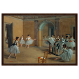 The Dance Foyer at The Opera, 1872 – Edgar Degas Wall Art Print - Framed Canvas - 60x90 cm / 24x36″ - Dark wood frame