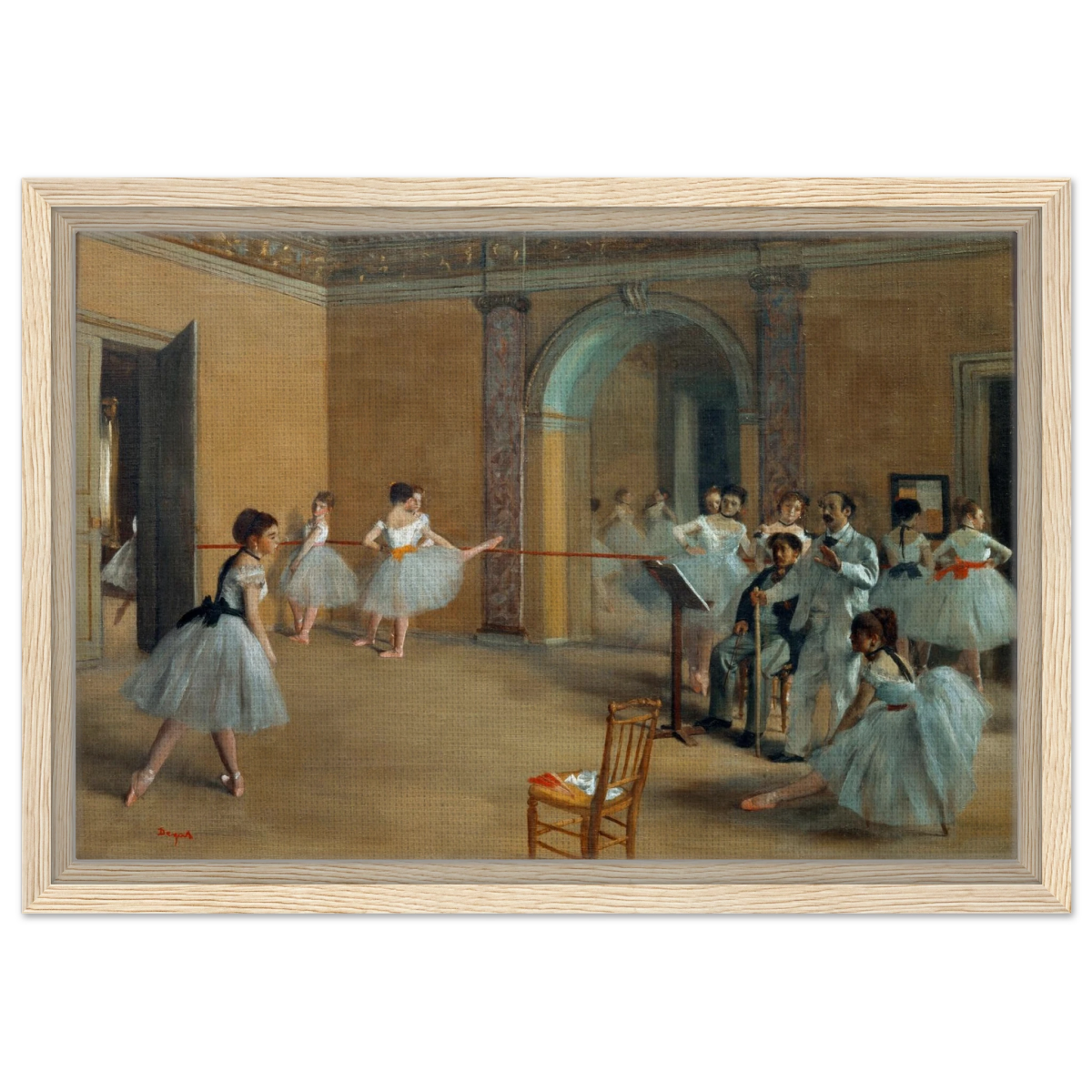 The Dance Foyer at The Opera, 1872 – Edgar Degas Wall Art Print - Framed Canvas - 30x45 cm / 12x18″ - Wood frame