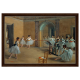 The Dance Foyer at The Opera, 1872 – Edgar Degas Wall Art Print - Framed Canvas - 40x60 cm / 16x24″ - Dark wood frame