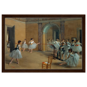 The Dance Foyer at The Opera, 1872 – Edgar Degas Wall Art Print - Framed Canvas - 40x60 cm / 16x24″ - Dark wood frame