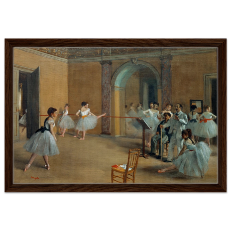 The Dance Foyer at The Opera, 1872 – Edgar Degas Wall Art Print - Framed Canvas - 40x60 cm / 16x24″ - Dark wood frame