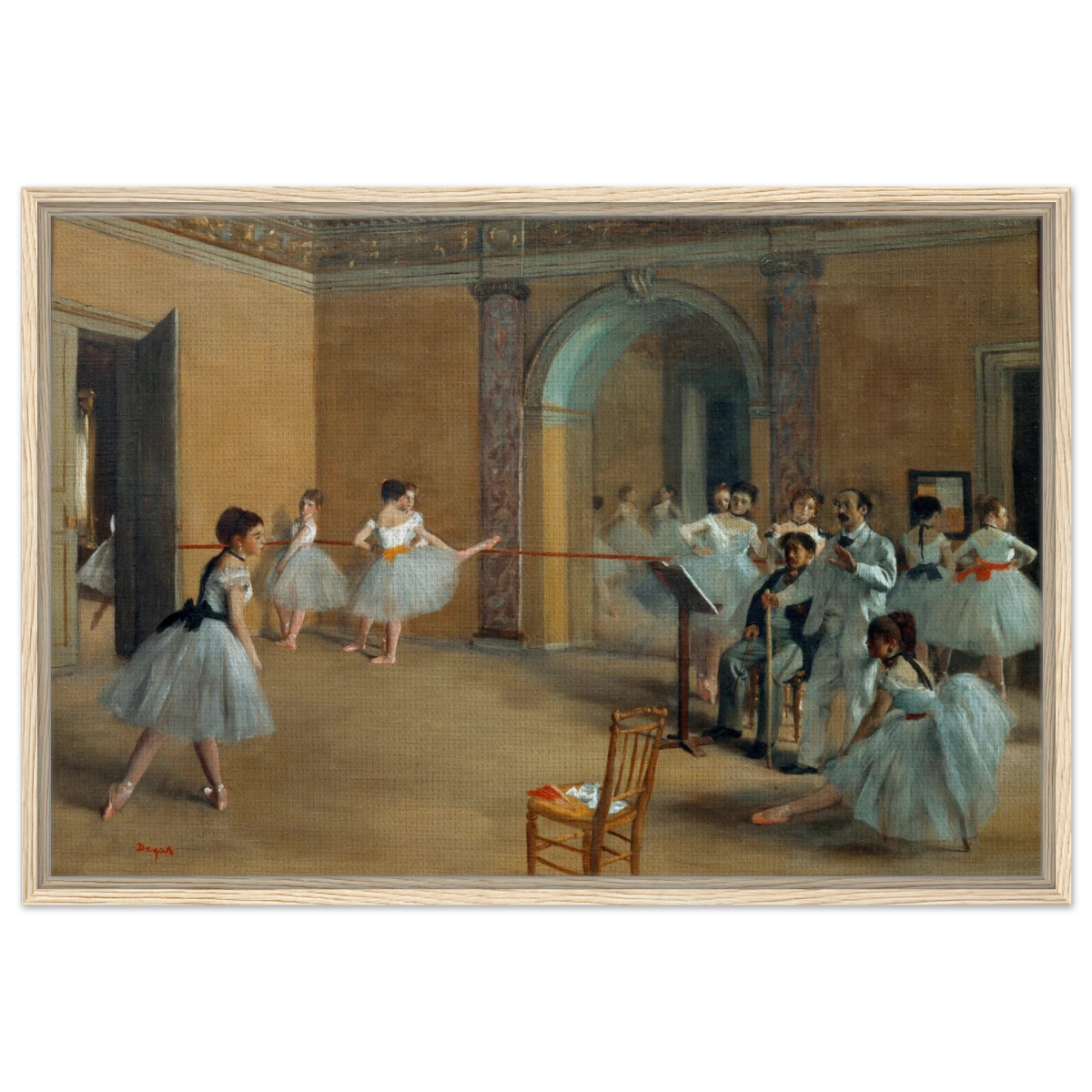 The Dance Foyer at The Opera, 1872 – Edgar Degas Wall Art Print - Framed Canvas - 60x90 cm / 24x36″ - Wood frame
