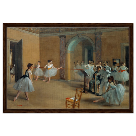 The Dance Foyer at The Opera, 1872 – Edgar Degas Wall Art Print - Framed Canvas - 50x75 cm / 20x30″ - Dark wood frame