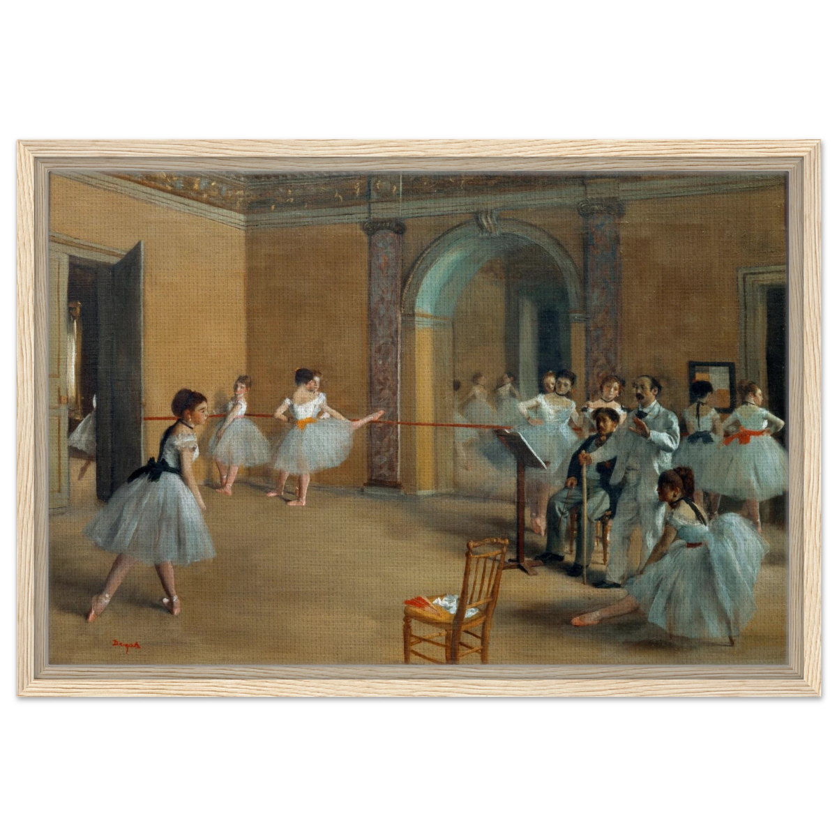 The Dance Foyer at The Opera, 1872 – Edgar Degas Wall Art Print - Framed Canvas - 40x60 cm / 16x24″ - Wood frame