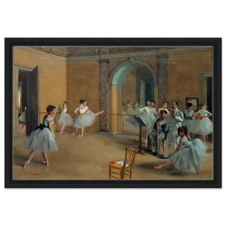 The Dance Foyer at The Opera, 1872 – Edgar Degas Wall Art Print - Framed Canvas - 40x60 cm / 16x24″ - Black frame
