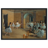 The Dance Foyer at The Opera, 1872 – Edgar Degas Wall Art Print - Framed Canvas - 60x90 cm / 24x36″ - Black frame