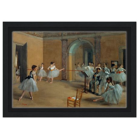 The Dance Foyer at The Opera, 1872 – Edgar Degas Wall Art Print - Framed Canvas - 20x30 cm / 8x12″ - Black frame