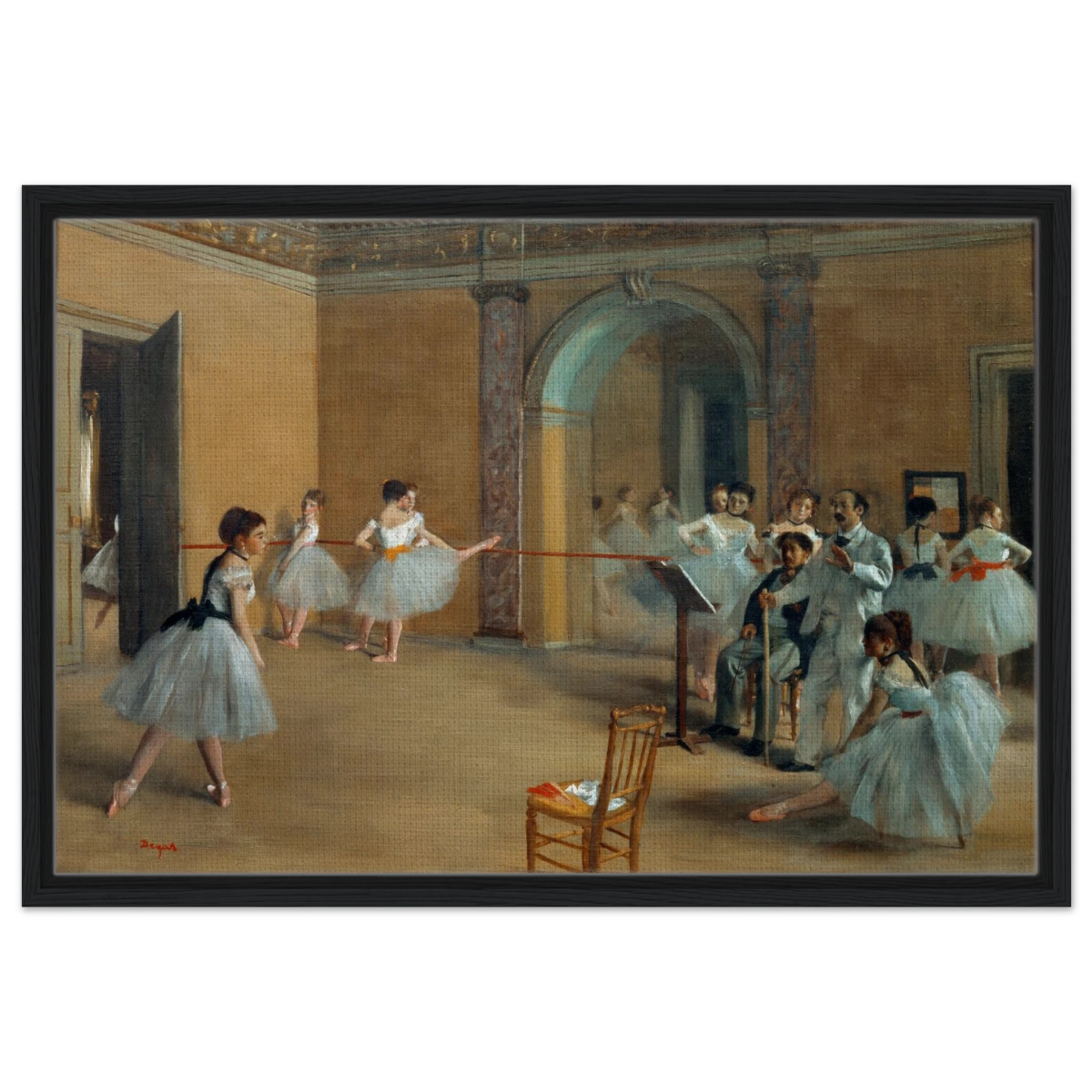 The Dance Foyer at The Opera, 1872 – Edgar Degas Wall Art Print - Framed Canvas - 50x75 cm / 20x30″ - Black frame